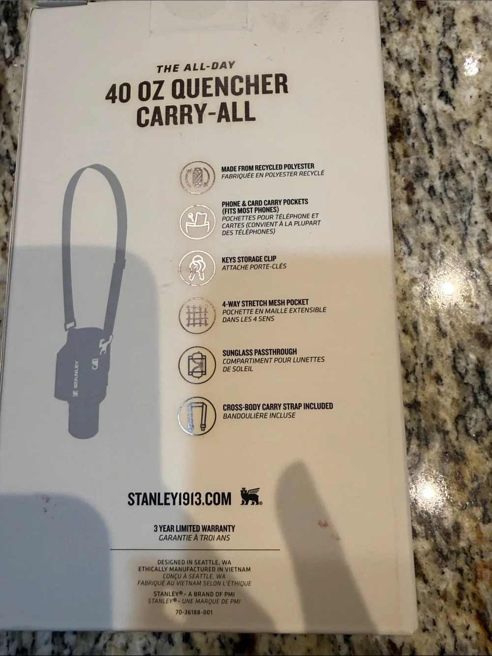 Stanley Orange/Plum 40 oz Quencher Carry-All Crossbody Cup & Phone Case in box